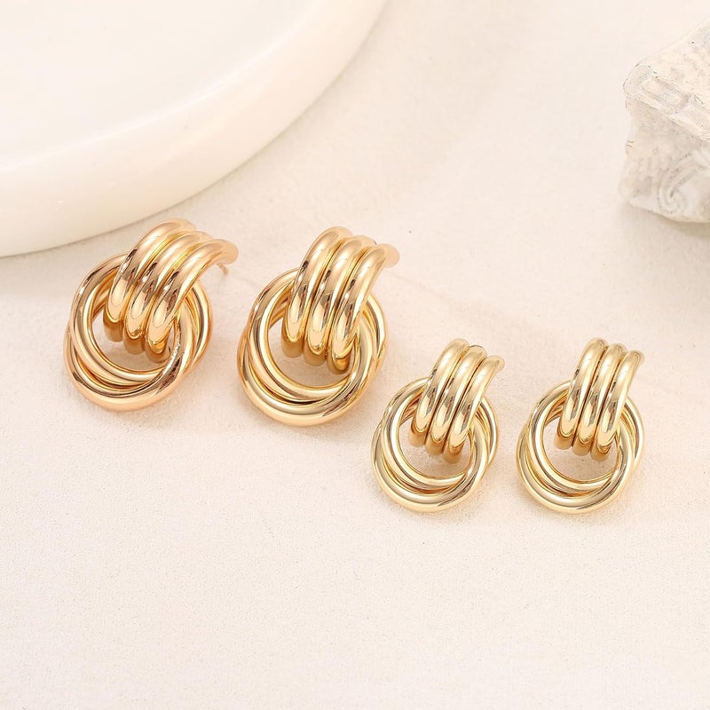 Spiritlele 14K Gold Plated Knot Earrings for Women Gold Silver Earrings Heart Link Drop Dangle Earring Chunky Golden Knotted Statement Jewelry - Image 4